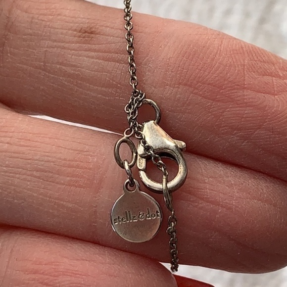 Stella and dot sterling silver long bar pendant crystal rhinestone dainty - Picture 4 of 9